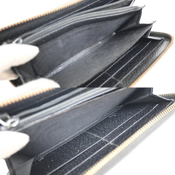 GUCCI GG Logo Marmont Long Zipper Wallet Leather Black GHW Italy 60FC119 - Picture 10 of 14